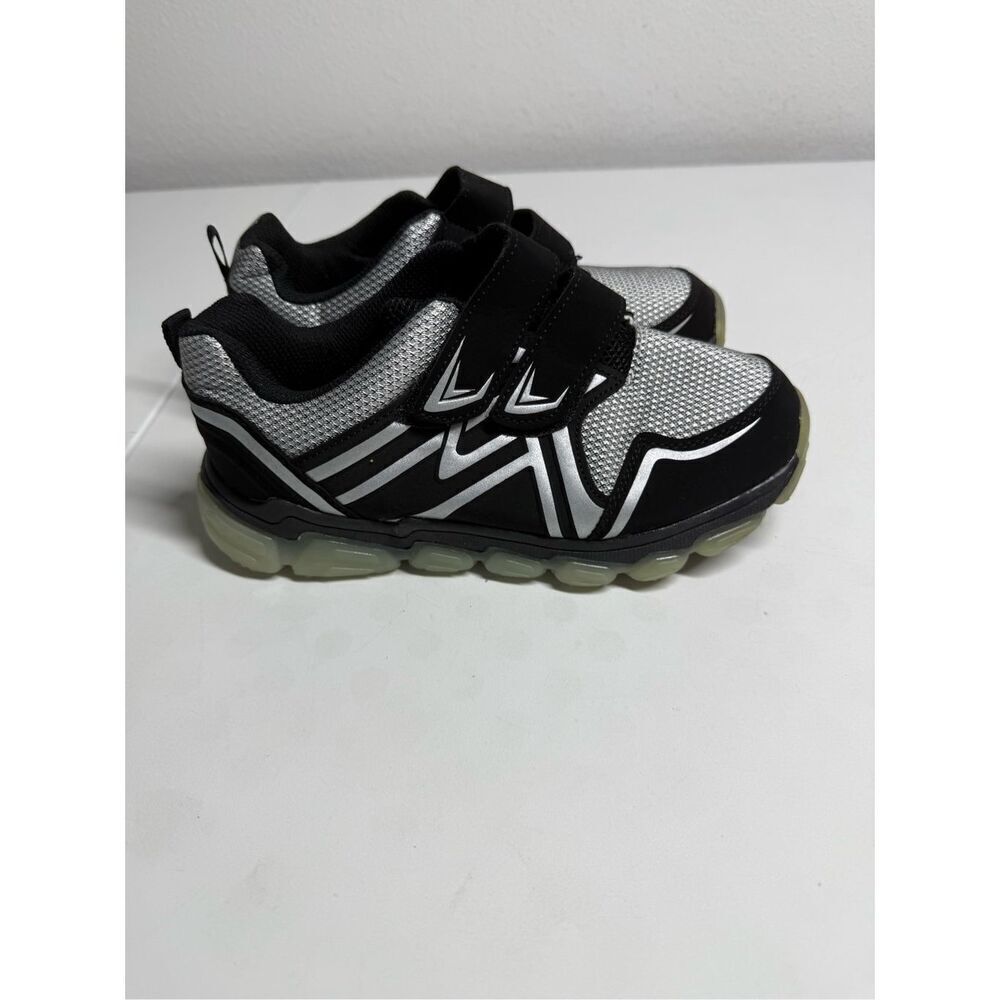 Athletic Works Shoes Two Strap Sneakers Black Hook And Loop Comfort Sz 4 Youth